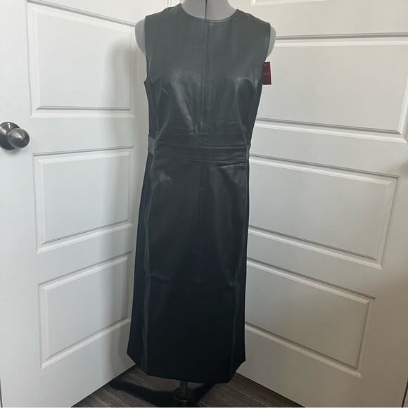 Spanx Mixed Media Faux Leather Sheath Dress NWT Size Medium - Picture 3 of 6